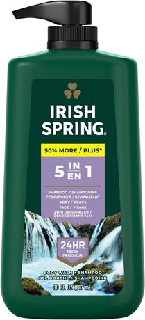 Irish Spring 5-in-1 Body Wash for Men, 887 mL Pump