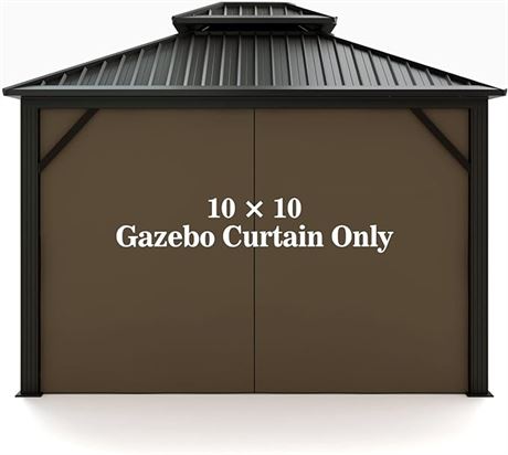 10' x 10' Gazebo Universal Replacement Privacy Curtain Panel with Zipper (Brown)