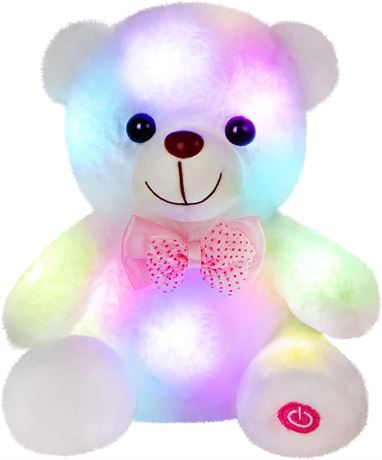 BSTAOFY Light up White Teddy Bear LED Stuffed Animal Soft Nightlight Glow Bear