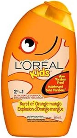 L'Oreal Paris Kids Shampoo and Conditioner, Orange Mango, 2 in 1, Paraben Free,