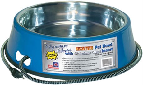 Farm Innovators Model SB-60 5-1/2-Quart Heated Pet Bowl with Stainless Steel Bow