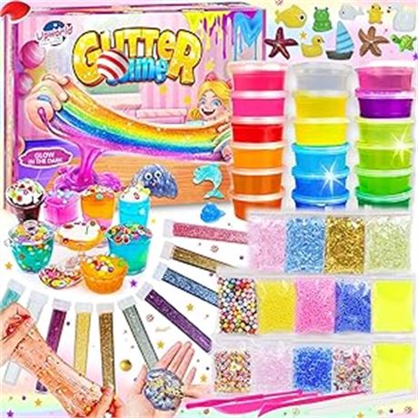 DIY Slime Kit Set for Girls Boys, Slime Making Kit with 18 Colors Crystal Clear