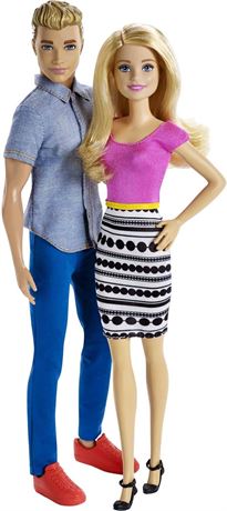 Barbie and Ken Dolls, 2-Pack Featuring Blonde Hair and Colorful Clothes