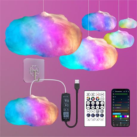 Lichaser RGB Cloud Led Lights with 2.4G Remote and Bluetooth APP Changing Color