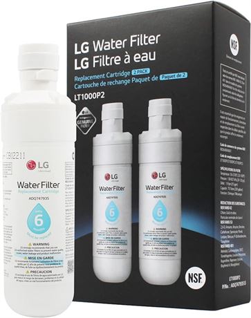 LG LT1000P2 6-Month / 200 Gallon Refrigerator Replacement Water Filter, 2 Count