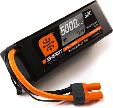 Spektrum 11.1V 5000mAh 3S 30C Smart Hardcase LiPo Battery: IC5, SPMX50003S30H5