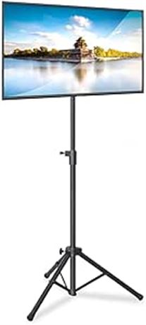 PYLE TV Stand with Mount, Tripod TV Stand, Portable Monitor Floor Stand