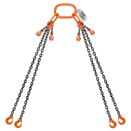 SALUINOKI Lift Chain Sling with Hooks 10Ft 4 Way x 5/16 inch 11000lbs 5 Ton