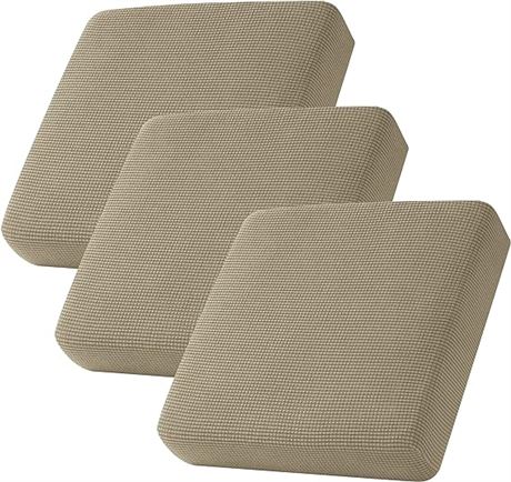 (3pc,Sand) CHUN YI 3PC Stretch Couch Cushion Covers