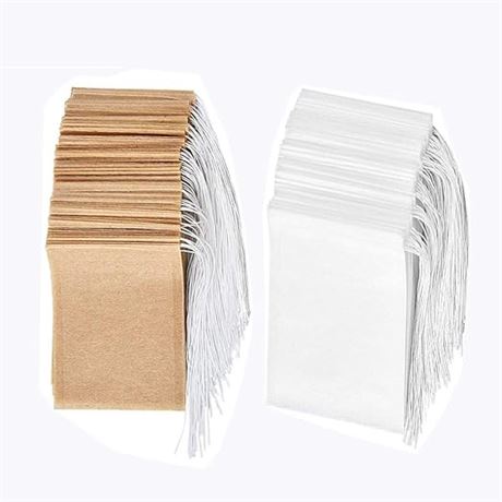 Disposable Tea Filter Bags Set of 200, Single-Use Paper Tea Bag with Drawstring