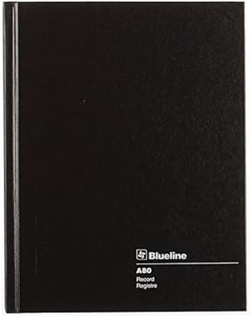 Blueline Notebook Perfect Binding Hard Cover, 144 Pages, 9-1/4" x 7-1/4", Black