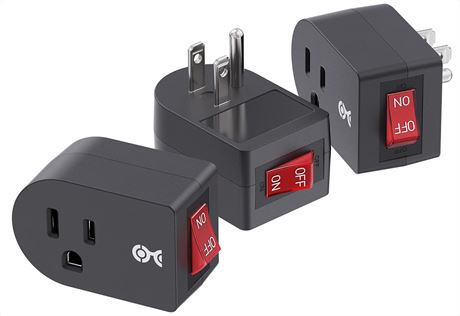 3 Pack Cable Matters Grounded Outlet with ON Off Switch, Single Outlet Switch