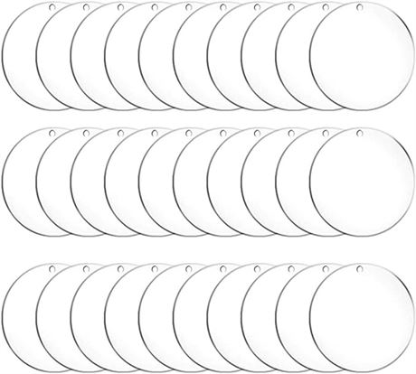 Acrylic Keychain Blanks Bulk, 30 Pcs 1.96 Inch Clear Circle Keychains Acrylic