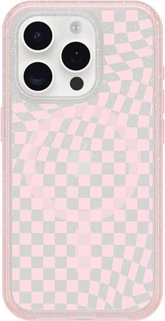 OtterBox iPhone 15 Pro (Only) Symmetry Series Clear Case - CHECKMATE (Pink)