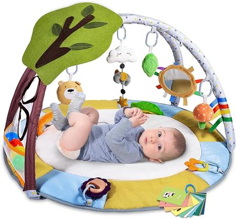 Lupantte Lion Baby Gym Play Mat with 9 Toys