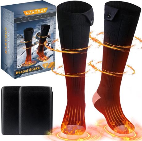 Heated Socks, 5000mAh 10V Electric Rechargeable Heated Socks for Men Women, 4-Ge