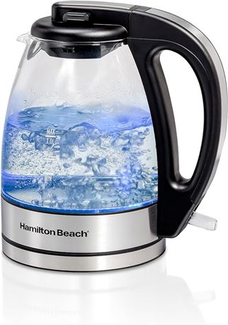 Hamilton Beach Glass Electric Tea Kettle, Water Boiler & Heater, 1 L, Cordless