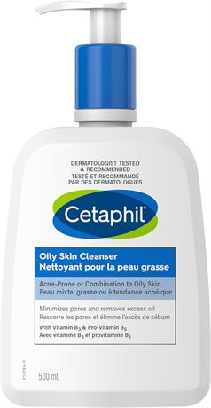 Cetaphil Oily Skin Cleanser (500ml) - Gentle Foaming Daily