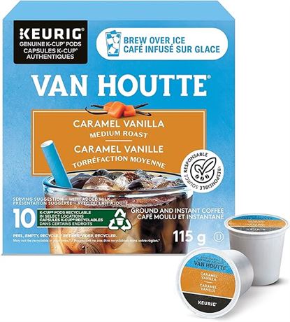 10 Count, Van Houtte Brew Over Ice Caramel Vanilla K-Cup Coffee Pods