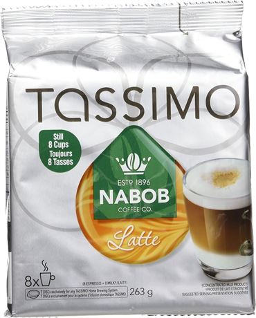 263g 8 T-Discs Tassimo Nabob Latte Coffee Single Serve T-Discs,