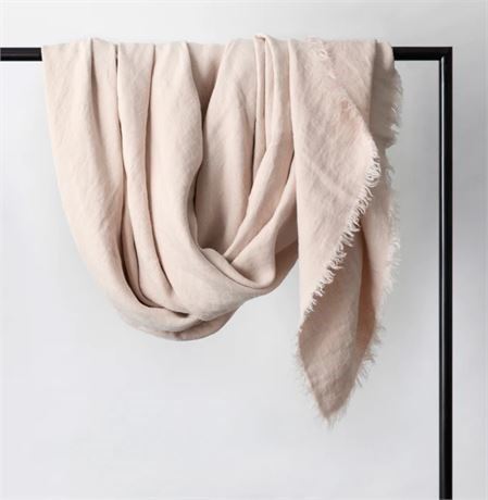 Blush Pink, 1 Piece, Farm House Washed Linen Throw Blanket