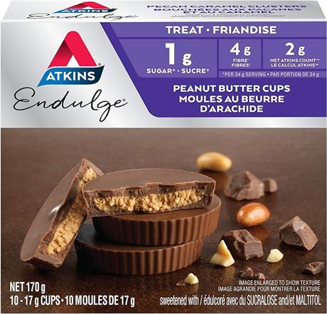 Atkins Endulge Treats, Peanut Butter Cups  Low Sugar, Keto Friendly, High Fibre