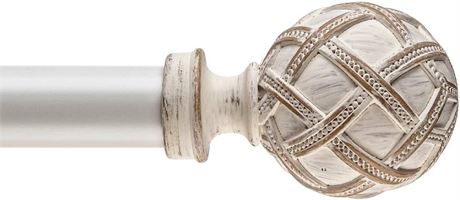 Ycolnaefllr 1-Inch Diameter Curtain Rod in Weathered White with Resin Finial