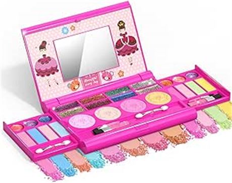 Tomons Kids Makeup Kit for Girl Washable Makeup Kit Pink
