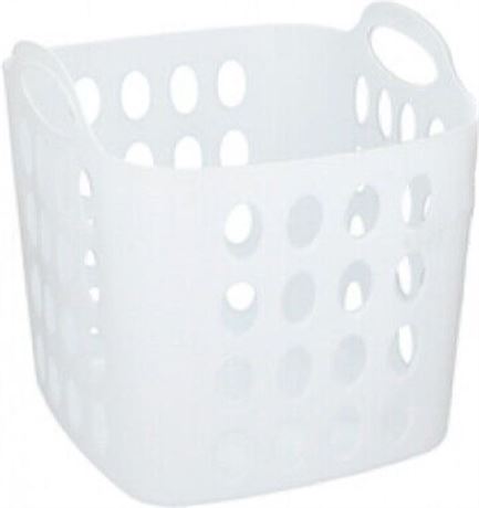 Plastic Laundry Basket, White, Flexible Hamper, Ideal for Laundry Room