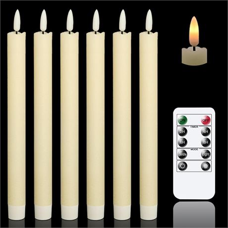 GenSwin Flameless Ivory Taper Candles Flickering with 10-Key Remote