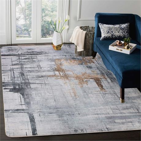 3.9 x 5.2 ft Calore Rug Mordern Soft Abstract Distressed Area Rug for Living Roo