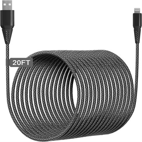 20FT/6M iPhone Charger [Apple MFi Certified] Lightning Cable Extra Long Braided