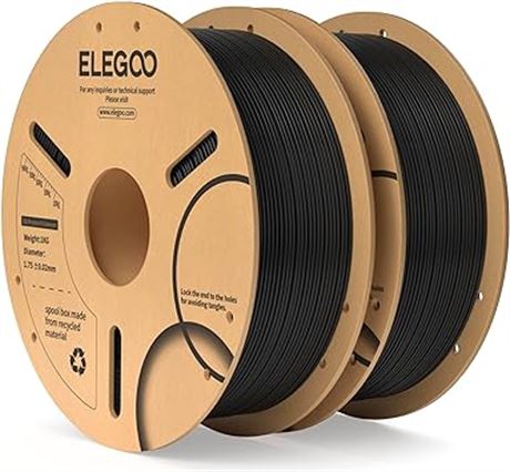 ELEGOO PLA Filament 1.75mm Black 2KG, 3D Printer Filament Dimensional Accuracy +