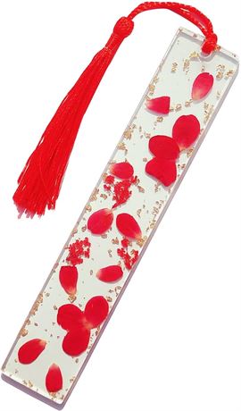 Achieer Resin Dried Flower Bookmark with Tassels,Transparent Pressed Flower