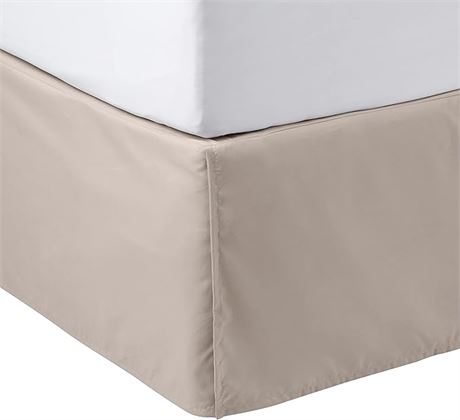 Queen, Amazon Basics Lightweight Pleated Bed Skirt -  Taupe