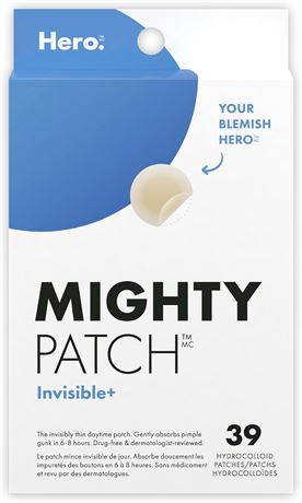 Mighty Patch Invisible+ - Ultra Thin Invisible Hydrocolloid Patch Spot Treatment