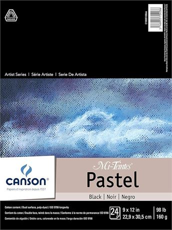 9 x 12 Inch Canson Mi-Teintes Pastel Paper Pad, Dual Sided Textures for Pastels
