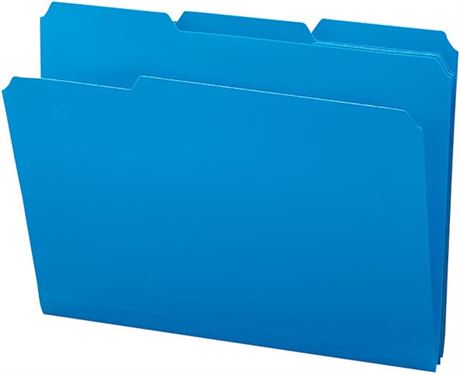 Smead Polypropelene Folder, Letter, 1/3 Cut Tab, Blue, 1-Pack of 24 Per Box