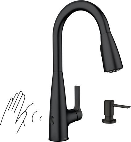 Moen Haelyn Matte Black Touchless Single-Handle Pull-Down Sprayer Kitchen Faucet