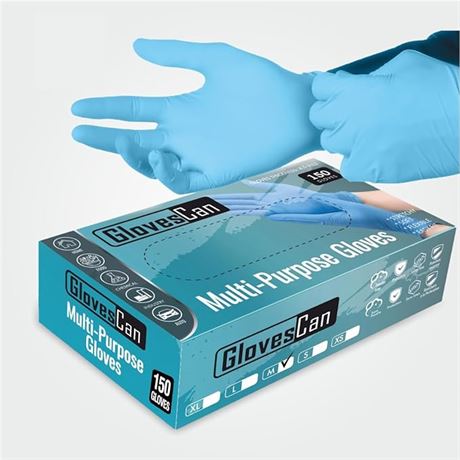 Medium, GlovesCan Disposable Gloves 150Pcs, 4.5Mils Thick
