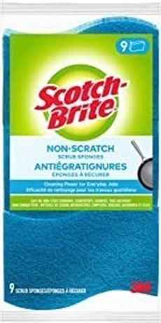 Scotch-Brite Scrub Sponge, 9 Pack, Non Scratch, Multipurpose Sponges for Dishes