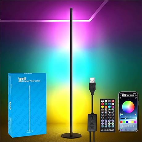 LED Corner Floor Lamp RGB Color Changing Standing Lamp 61.5'' Tall