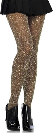 O/S Leg Avenue womens Lurex Shimmer Tights. Costume Accessories, Black/Gold
