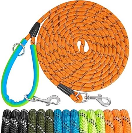 XiaZ 15FT 30FT 50FT Training Leash for Dogs, Nylon Rope Dog Leash with 2 Swivel