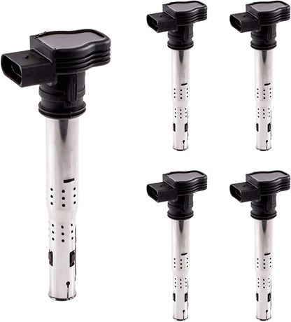 Set of 5 Ignition Coils Pack Compatible with Volkswagen Beetle Golf VW Passat