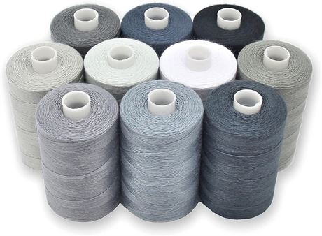 Sewing Threads - 10 Large Spools of Polyester Thread for Hand, Quilting & Sewing