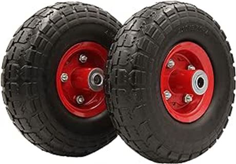 PEAKTOW PTR0004 New 10 inches Flat Free Solid 4.10/3.50-4 inches Tire on Wheel