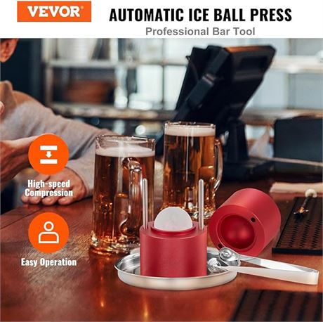 VEVOR Ice Ball Press, 2.4" Ice Ball Maker, Aircraft Al Alloy Ice Ball Press Kit