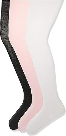 XSmall Amazon Essentials girls 3-Pack Cotton Tights ( Pink, Black and White)