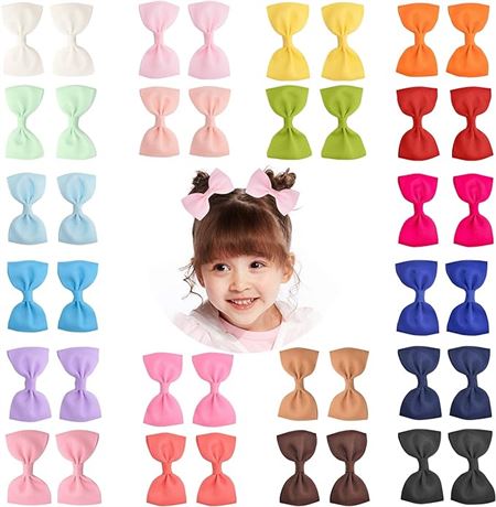Prohouse 40 PCS 3" inches Baby Girls Ribbon Hair Bow Clips Barrettes For Girl